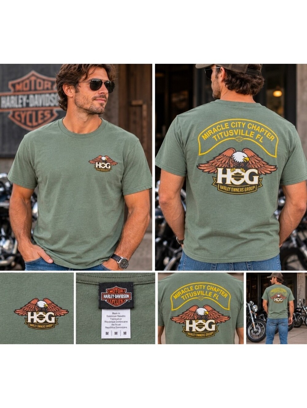 Harley Davidson HOG Miracle City Chapter Titusville FL Eagle T Shirt Mens M